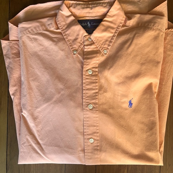 Ralph Lauren "Blake" Orange Heavy Weight Long Sleeve Button Down Sz M- ex cond - Picture 8 of 9